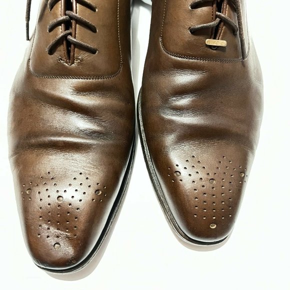 Gucci dress leather shoes formal brown men\'s size 9 monogram cap toe main image 11